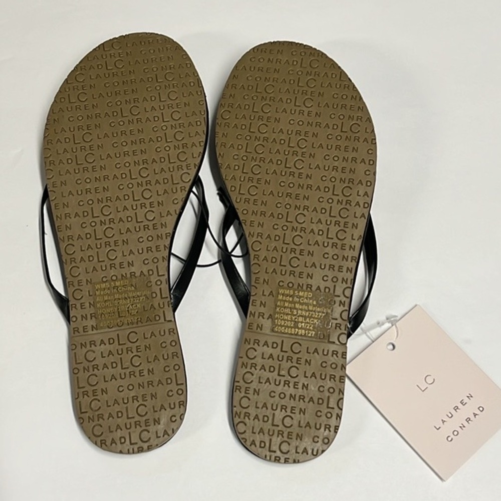 🆕Lauren Conrad Sandal Flip Flop Black Size 5 - Picture 3 of 4